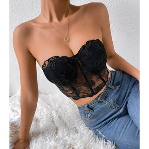Rose Lace Strapless Corset Top