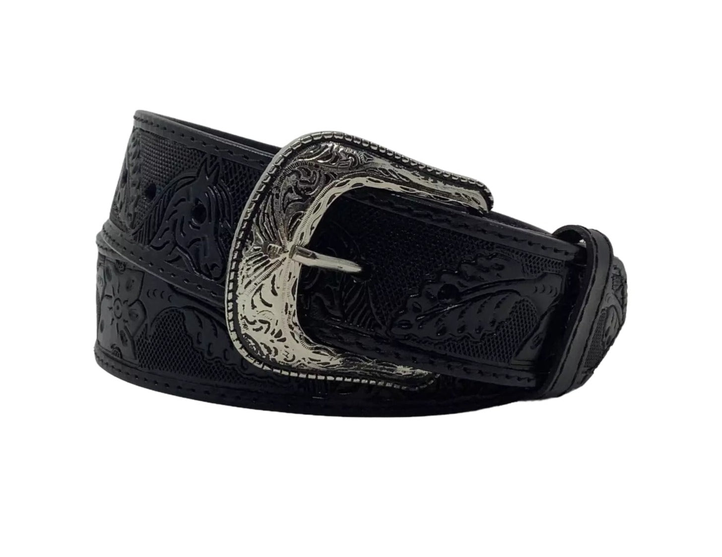 Horse Floral Stamped Belt 2in