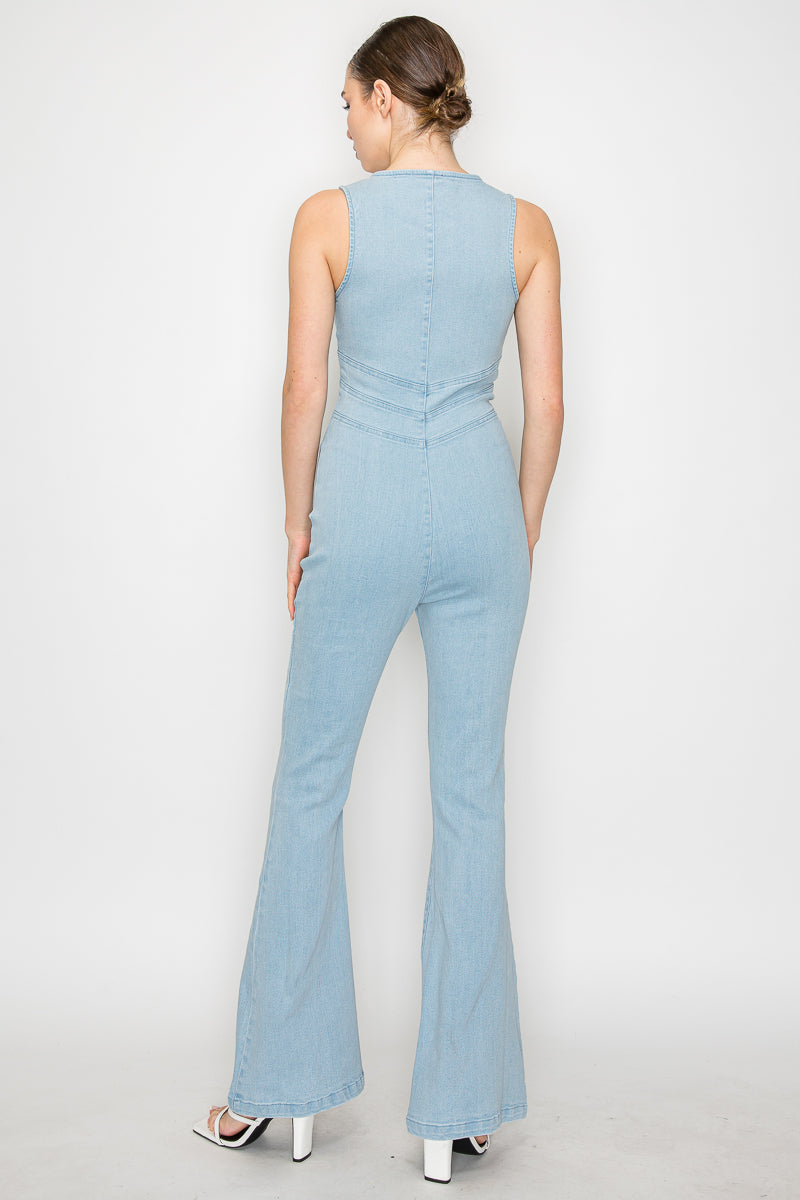 Aleida Denim Boot-cut Jumpsuit