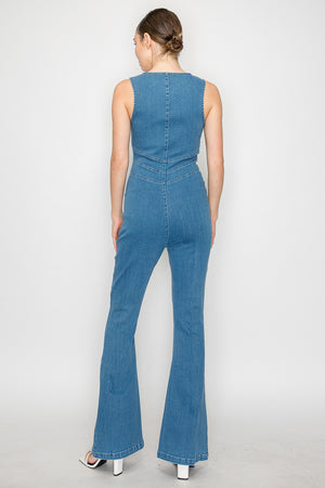 Aleida Denim Boot-cut Jumpsuit