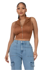 Clara Suede Zip Up Vest