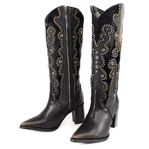 Harriet Black Python Ladies Boots