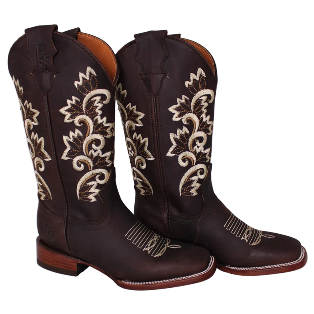 Calico Ivy Detail Cowgirl Boots