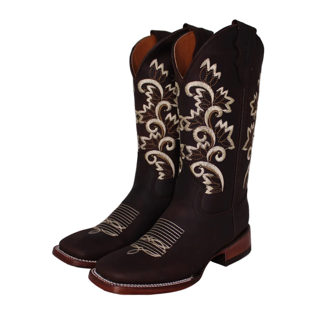 Calico Ivy Detail Cowgirl Boots
