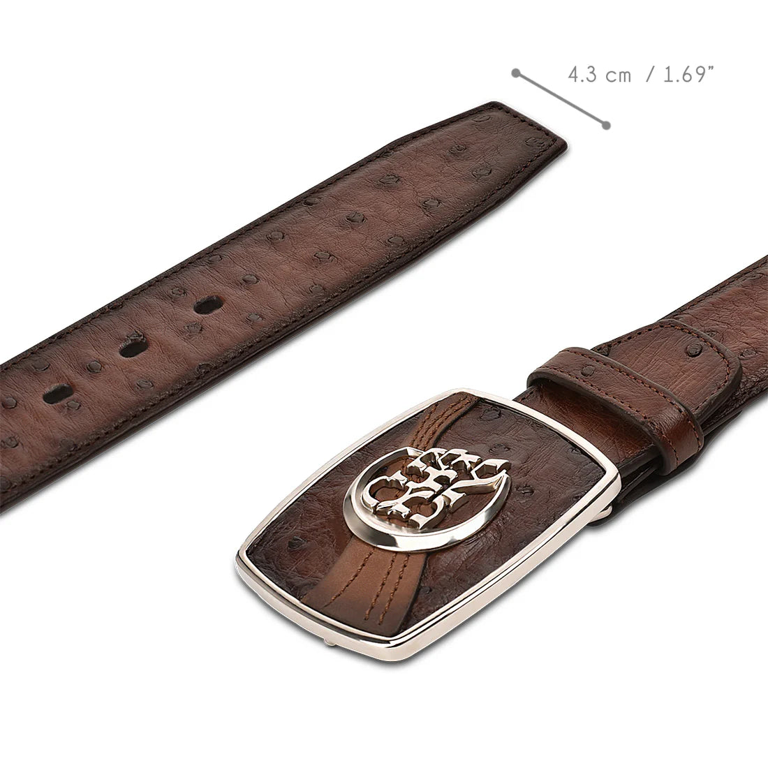 Oliver Ostrich Leather Cuadra Belt