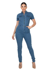 Dennie Button Down Skinny Jumpsuit