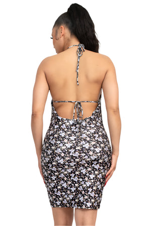 Bridget Halter Floral Bodycon Dress