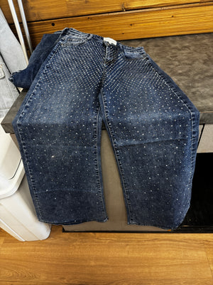 Wide Leg Rhinestone Jeans
