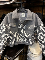 Emi Cropped Grey Aztec Jacket