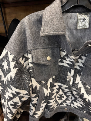 Emi Cropped Grey Aztec Jacket