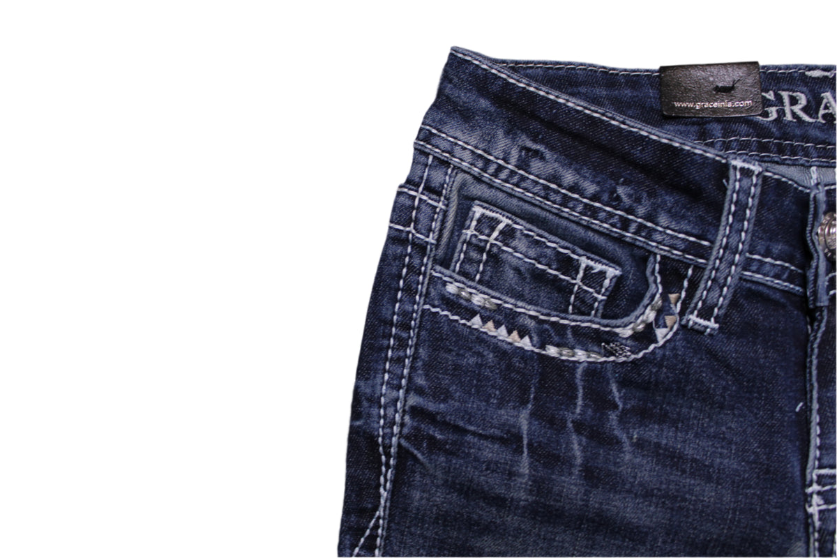 Zoey Horseshoe Flowers Girls Jeans