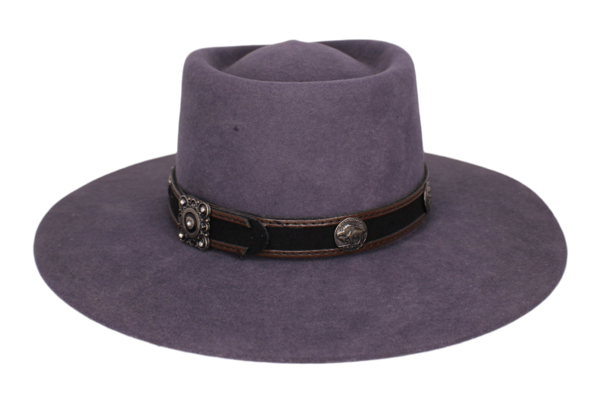 Sam Grey Felt Flat Brim Hat