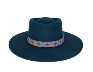 Sam Turquoise Felt Flat Brim Hat