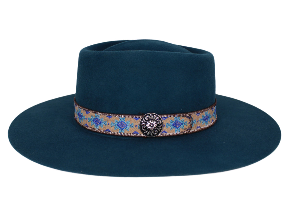 Sam Turquoise Felt Flat Brim Hat