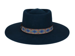 Sam Turquoise Felt Flat Brim Hat