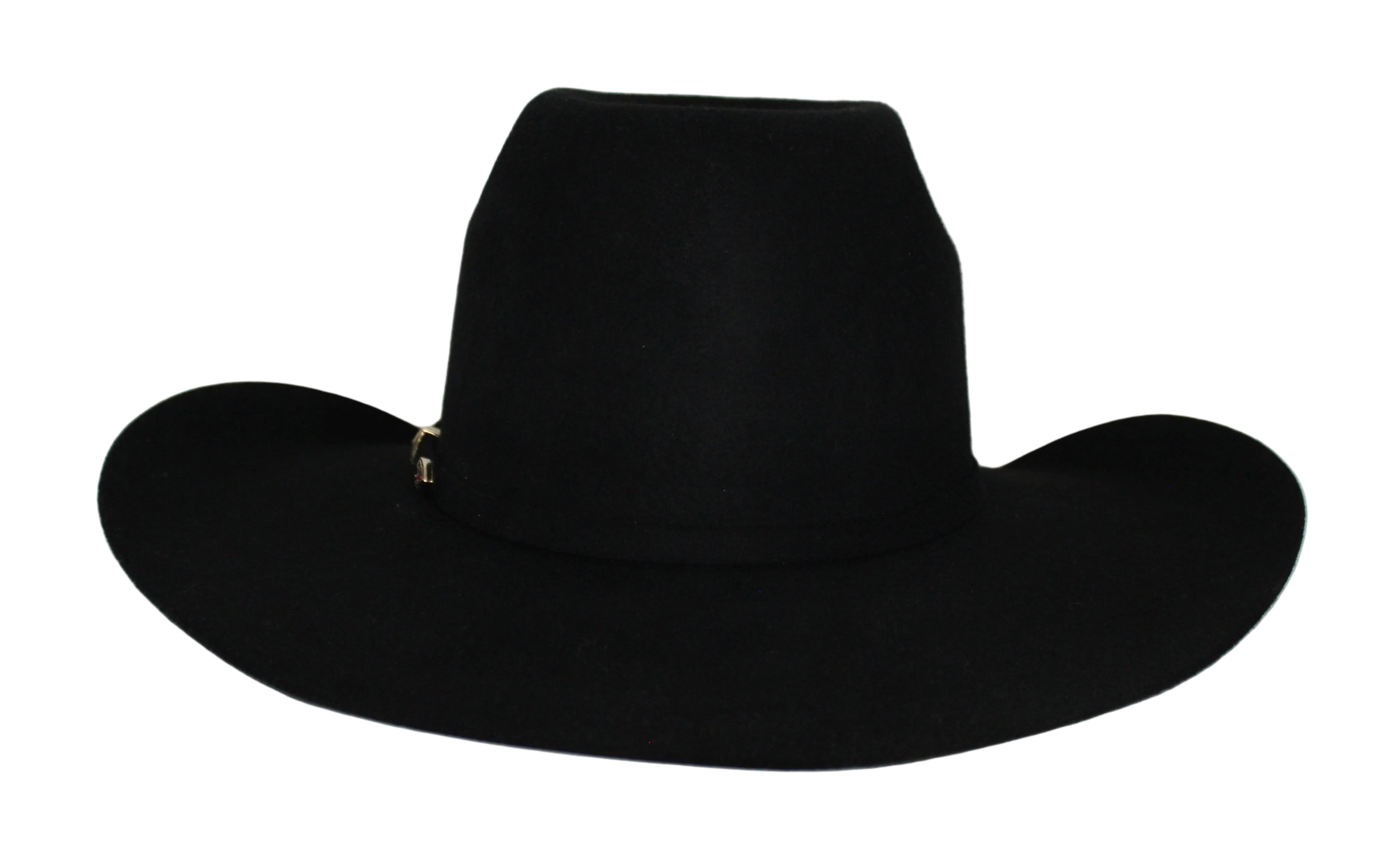Bullrider Black Oval Crown Wool Hat