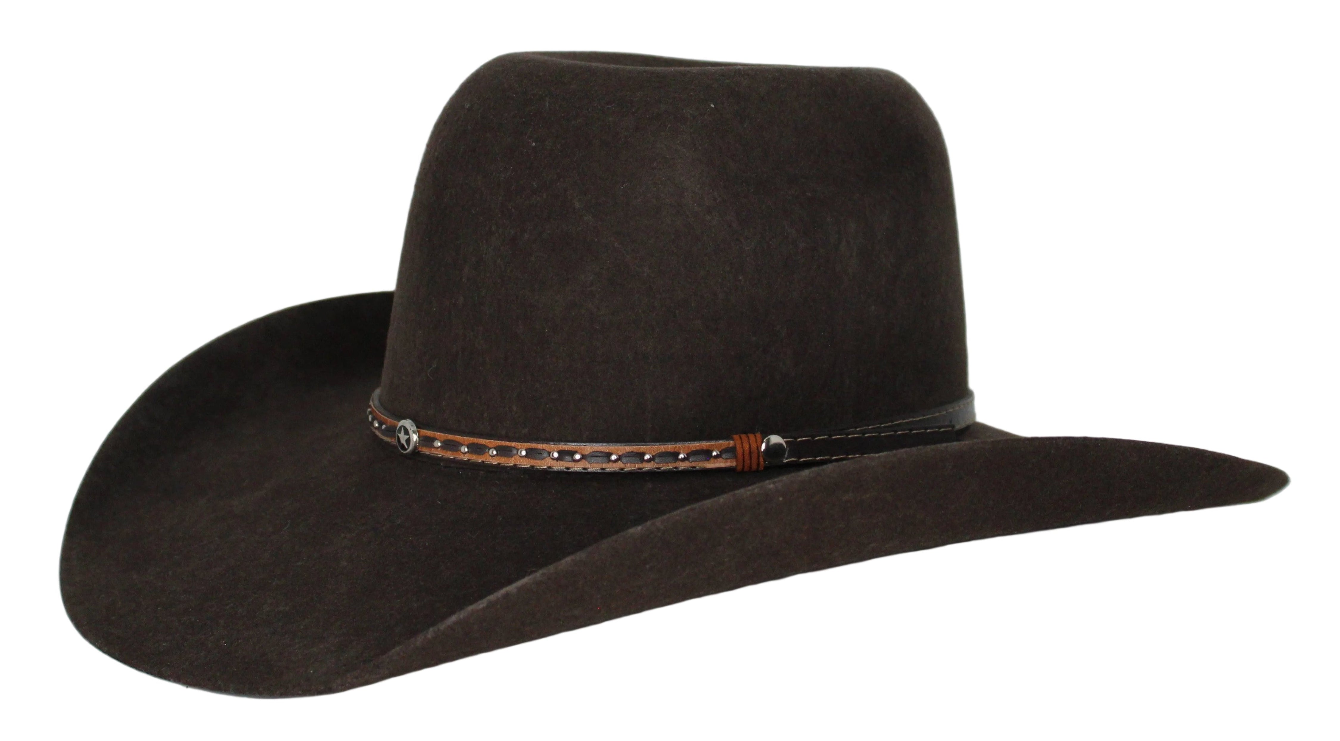 Bullrider Brown Oval Crown Wool Hat