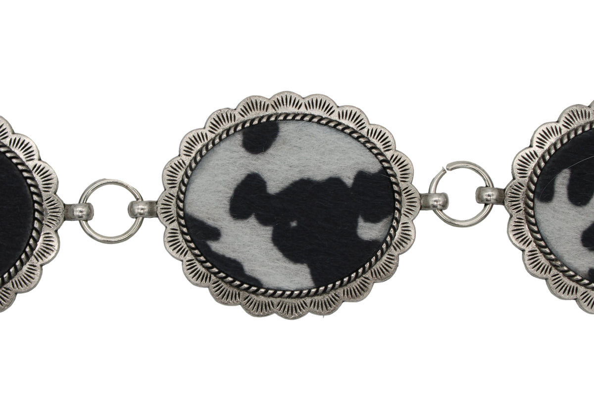 Lilianna Cow Print Concho Belt