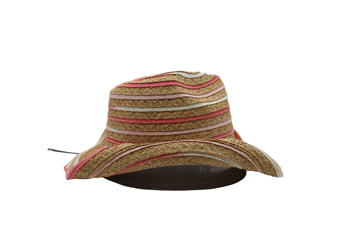 Sallie Multi Pink Straw Kids Hat