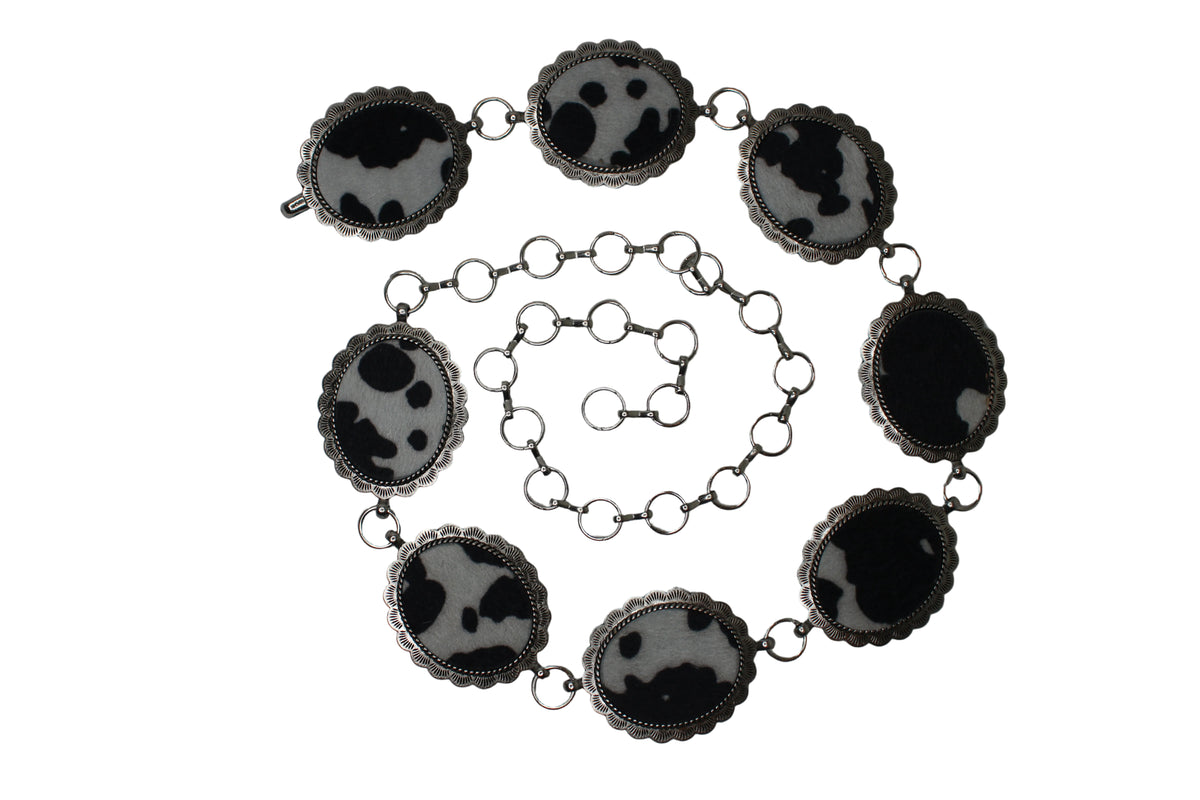 Lilianna Cow Print Concho Belt