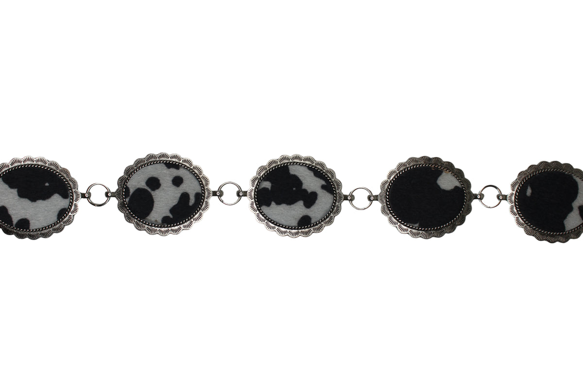 Lilianna Cow Print Concho Belt