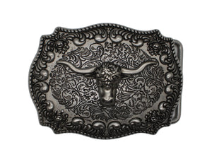 Silver Longhorn Belt Buckle