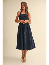 Southern Halter Neck Midi Denim Dress