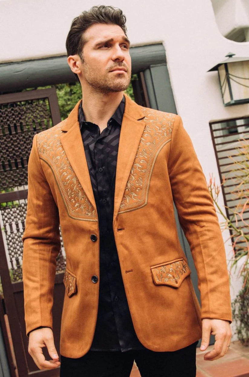 Andres Embroidered Suede Blazer