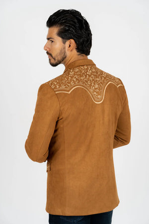 Andres Embroidered Suede Blazer