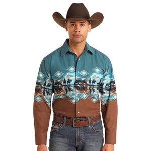 Cowboy RNR Border Print Shirt