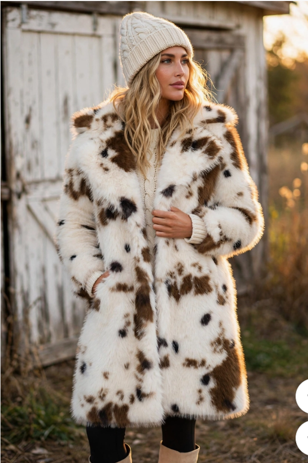 Ella Jo Cow Print Long Coat