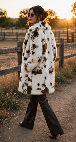 Ella Jo Cow Print Long Coat