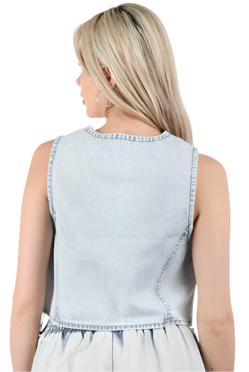 Indigo Washed Denim Vest