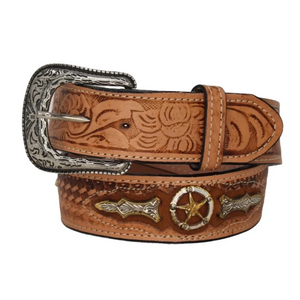 Texas Star Stamped Leather Belt