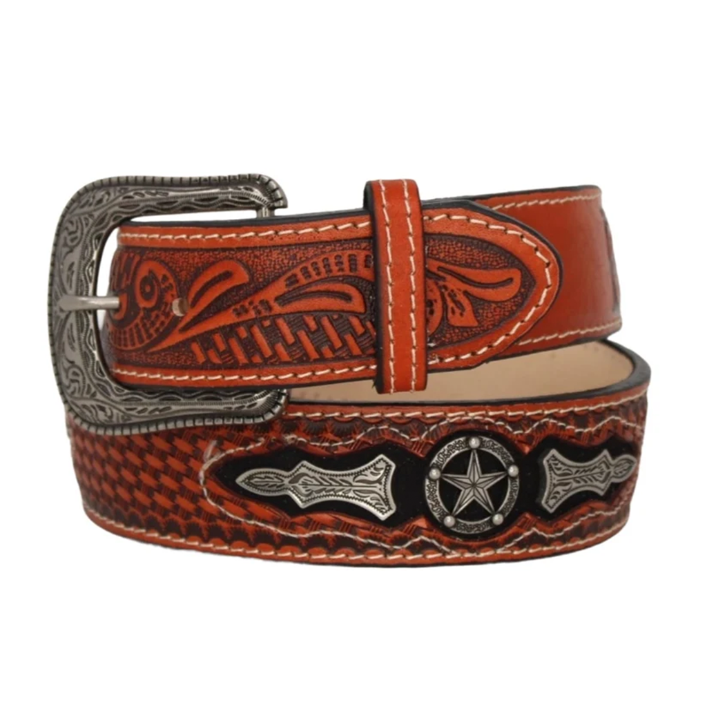 Texas Star Stamped Leather Belt