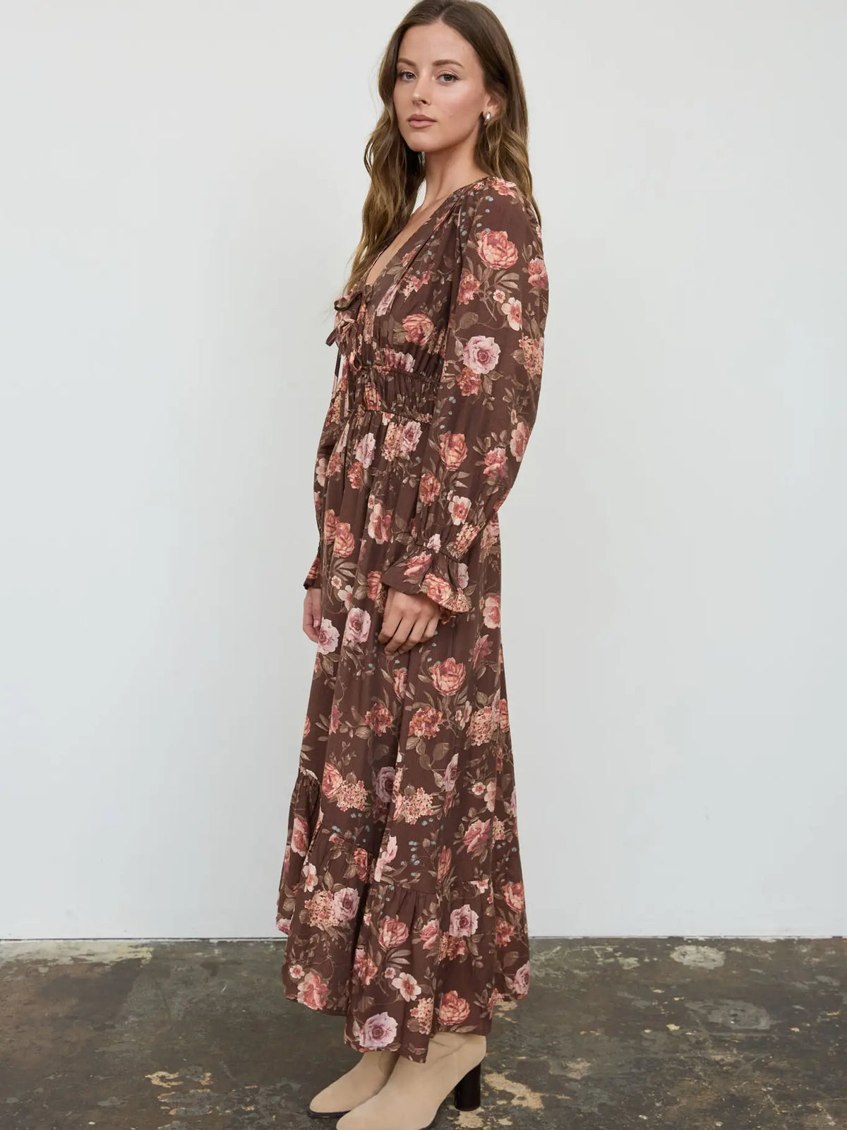 Sunkiss Floral V Neck Midi Dress