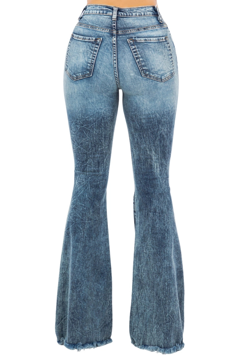 Stormy Bell Bottom Distressed Jeans