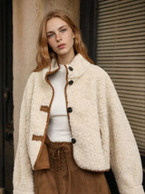Pearl Sherpa Suede Button Down Jacket