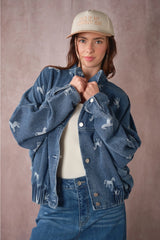 Amarillo Horse Print Denim Jacket