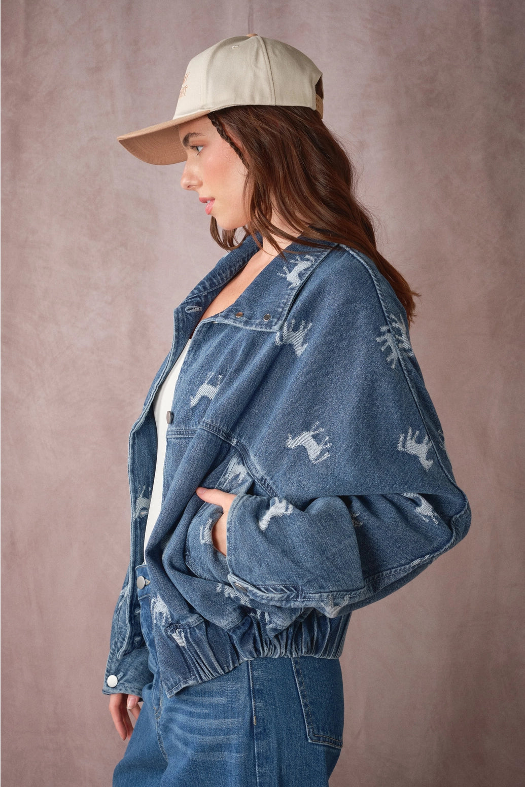 Amarillo Horse Print Denim Jacket