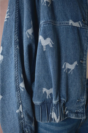 Amarillo Horse Print Denim Jacket