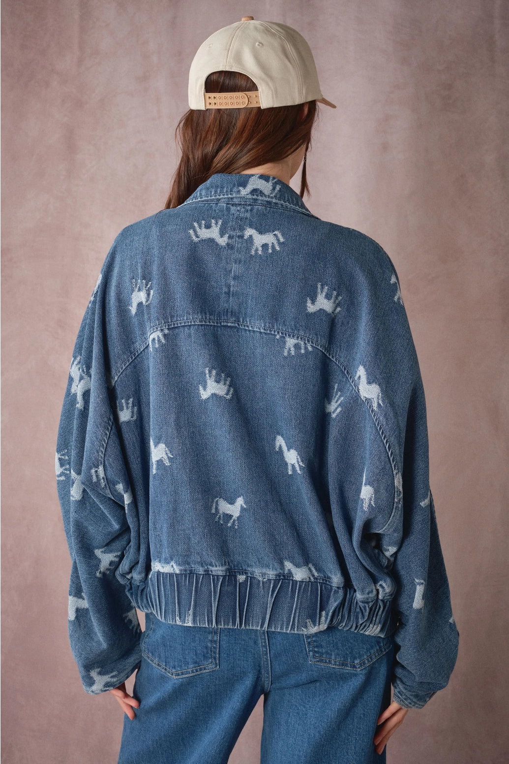 Amarillo Horse Print Denim Jacket