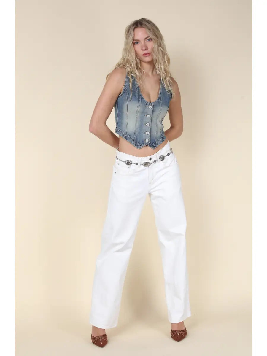 Ava Vintage Wash Denim Vest