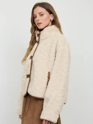 Pearl Sherpa Suede Button Down Jacket
