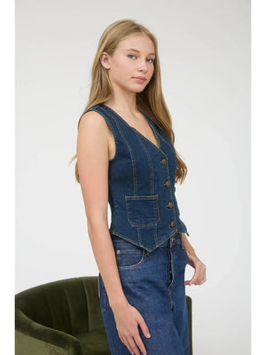 Vita Button Down Denim Vest