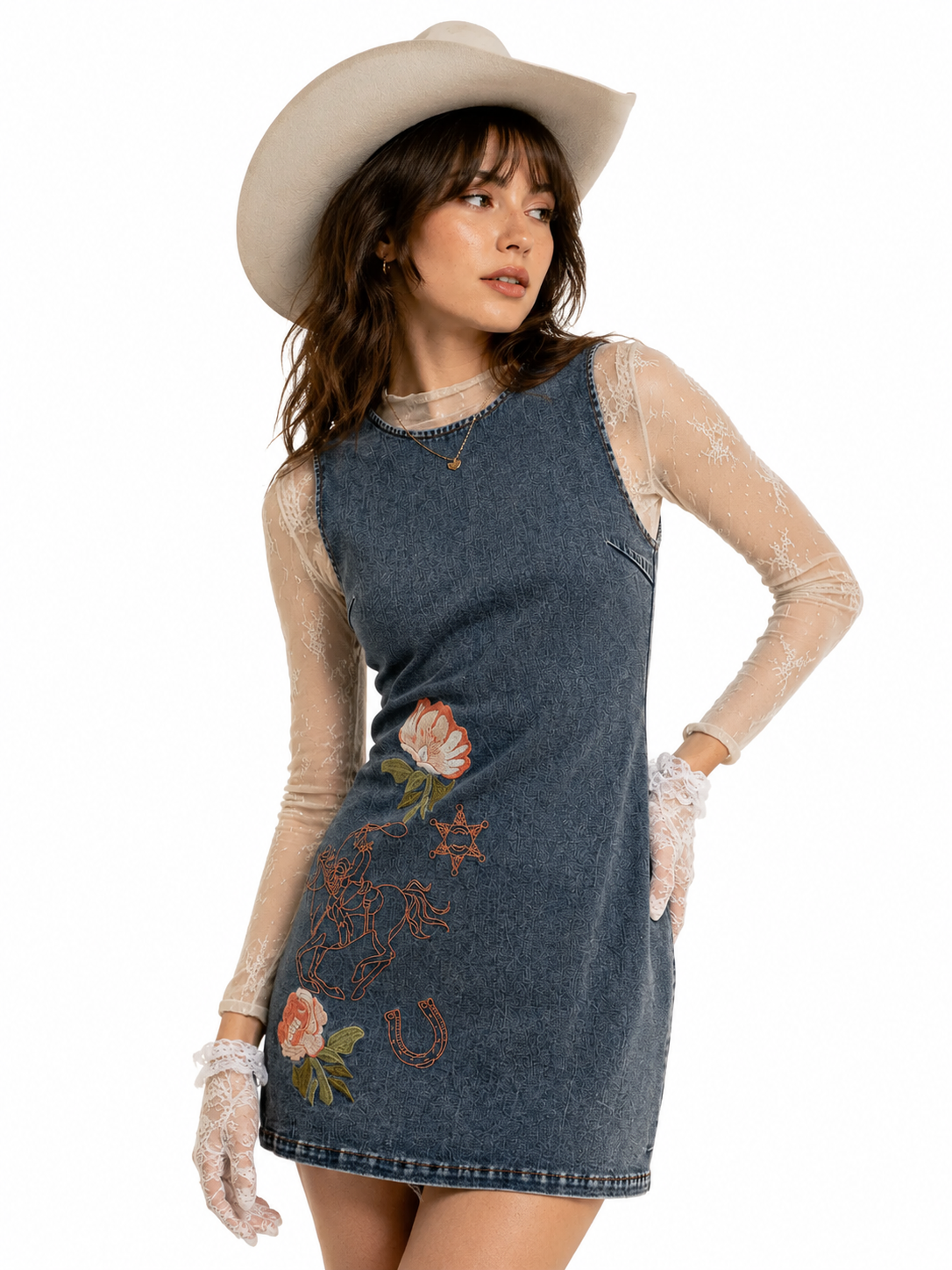 Wildflower Rodeo Denim Mini Dress
