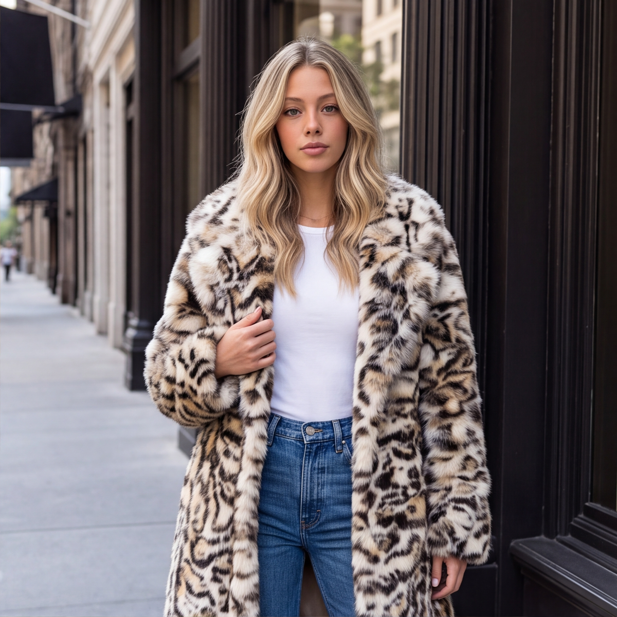 Samantha Leopard Long Coat