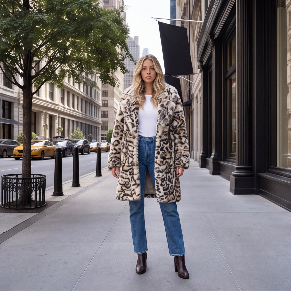 Samantha Leopard Long Coat