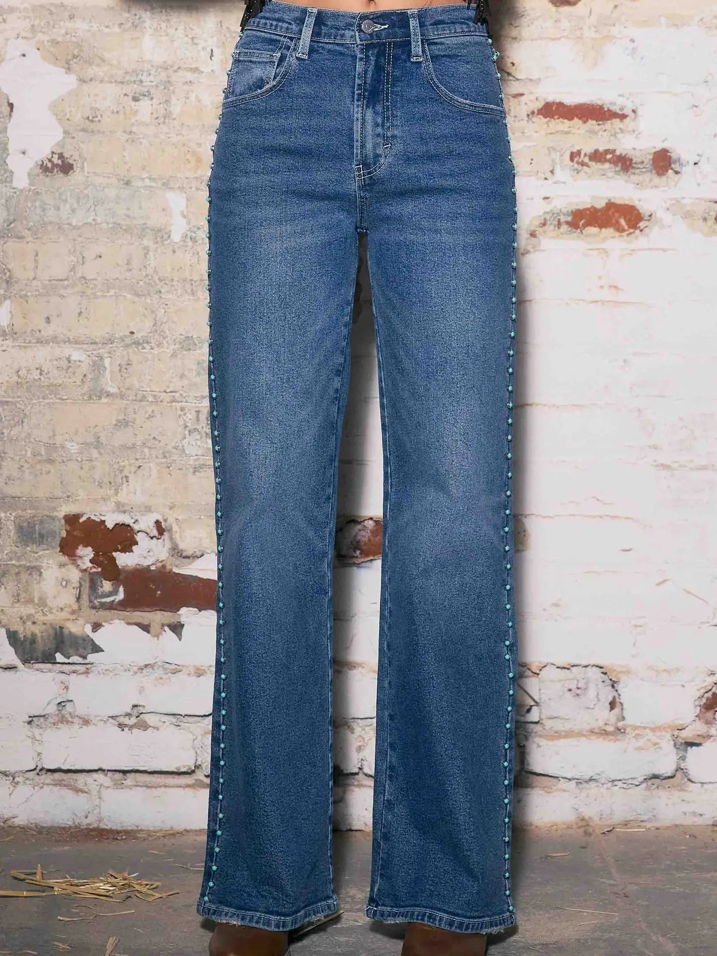 Odessa Turquoise Studded Jeans