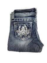 Zoey Horseshoe Flowers Girls Jeans